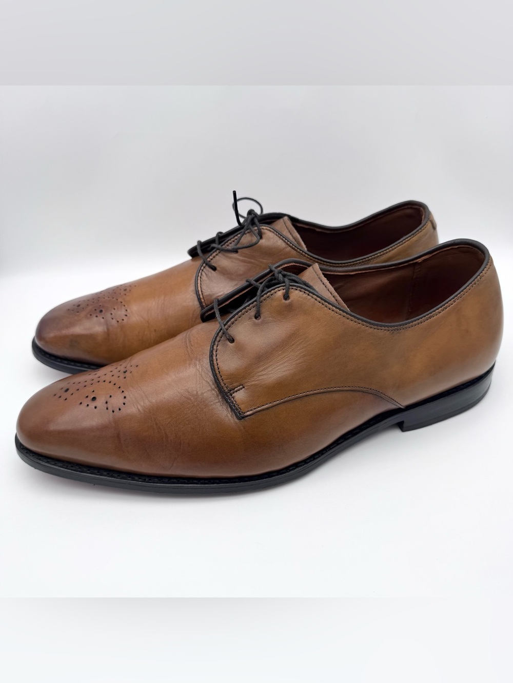 Allen Edmonds Flatiron Cognac Leather Brogue Oxford Shoes Men 13 3E Made in USA